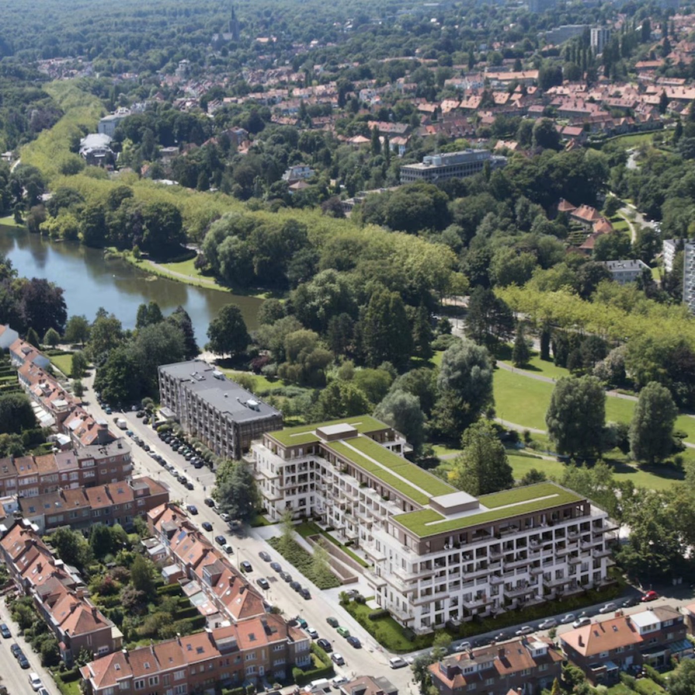 Quartier résidentiel d'Auderghem et ses toitures en ardoise